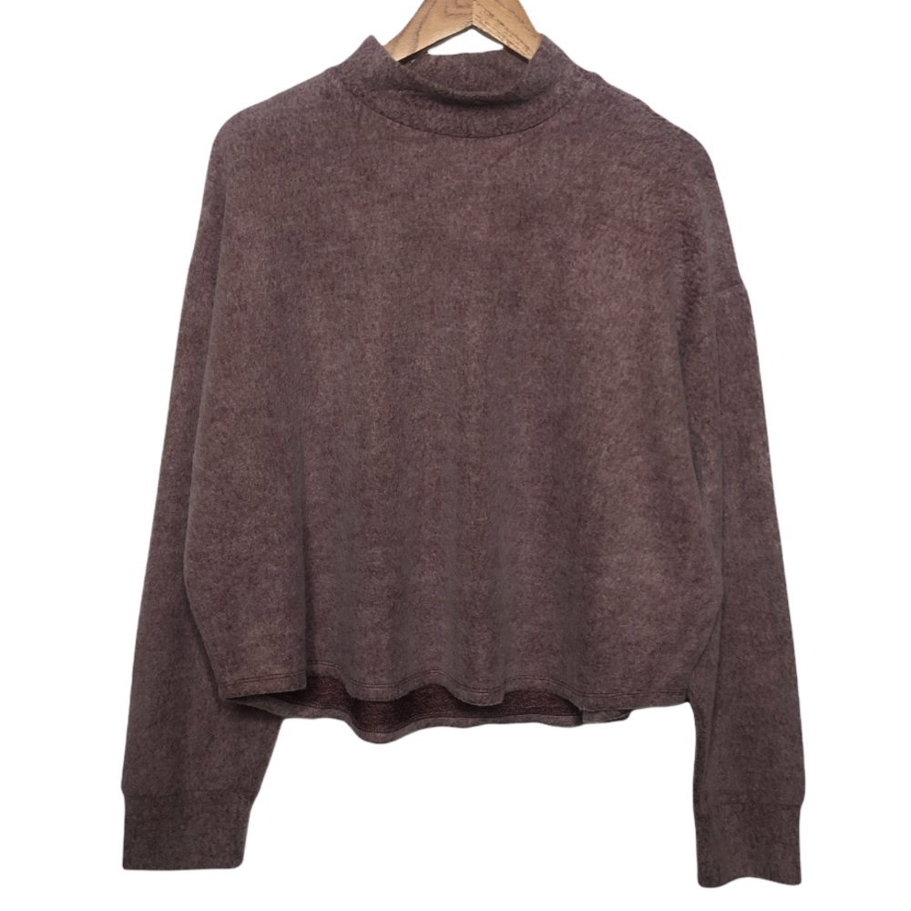 Socialite Mock Neck Long Sleeves Burgundy Cropped Sweater Size M/XL NEW